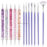 Multiple nail art nail brush Design Tip Drawing Carving Dotting Nail Pen Builder Flat Liner Acrylic Gel Polish Manicure