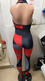 Women Jumpsuit Print Sleeveless V-neck High Waist bodysuit