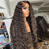 Natural Looking Preplucked 26 Inch Long Soft Synthetic Kinky Curly 200 Density Black Lace Front Wig Glueless BabyHair