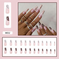 24Pcs/Box White French Fake Nails Press on Long XL Length Rhinestone Design False Nails Full Cover Acrylic Nail Tips - Divine Diva Beauty