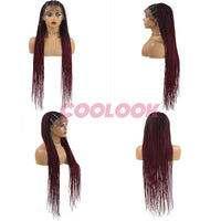 synthetic braided full lace front wig 36inch long full lace box braid wig with baby hairs ombre Criss cross knotless braids wigs