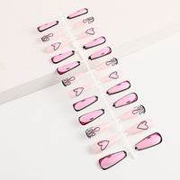 3D fake nails press on faux ongles long french coffin tips pink heart Graffiti DIY manicure supplies false acrylic nail kit