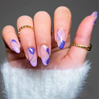 24Pcs British Plaid Lines French Fake Nails Ballet Coffin False Nails With Glue Removable Acrylic Press On Nail Manicure Tips - Divine Diva Beauty
