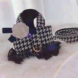 Houndstooth Vest Traction Rope Fashion Bowknot Dog Belt Small Dog Chain Black White Plaid Seat Belt Chihuahua Yorkshire Coat