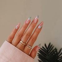24pcs summer flower design false nails full cover artificial nails with glue Long Paragraph Manicure press on nail