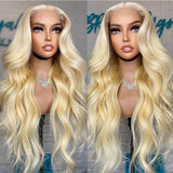 613 Honey Blonde 13x4 HD Transparent Lace Frontal Human Hair Wigs Pre Plucked 180% Brazilian Body Wave Lace Front Wig - Divine Diva Beauty