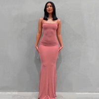 Satin Slip Sleeveless Backless Maxi Dress - Divine Diva Beauty