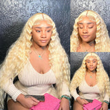 13x4 Deep Loose wave 613 Honey Blonde Curly Transparent Lace Frontal Wig 180% density Remy 13x6 Water Wave Colored  Human Hair Wig