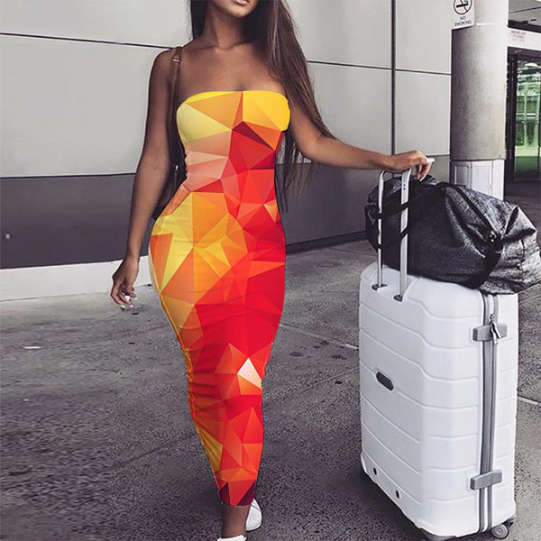 Abstract Dress Women Pattern Bodycon Dress Colorful