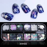 12 Grids Opal Dream Crystal Sequins Nail Flake Galaxy Iridescent Aurora 3D Paillette for Winter Autumn Manicure Decoration