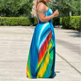 Print Maxi Dress Robe Femme Sleeveless Sling Loose Dress plus size avail
