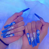 24pcs/box fake nails with Glue Detachable Long Ballerina False Nails With Design Wearable Fake Nails Full Cover Nail Tips