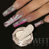 Dazzling Reflective Nails Glitter Powder Sparkly Diamond Rhinestones Pigment Shinning Silver Chrome Decoration Dust