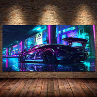 Cyberpunk Roadster Wall Art Game Canvas Painting Suitable for Gamers Room Boy Bedroom Decor Wall Art Pictures Posters and Prints