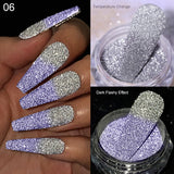 Reflective Glitter Nail Powder Green Red Holographic Nail Art Dust Shinning Chrome Pigment DIY Manicures Decoration