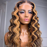 Highlight Lace Front Wig Loose Deep Wave Lace Front Human Hair Wigs T Part Lace Wig Brazilian Closure Wig Pre Plucked