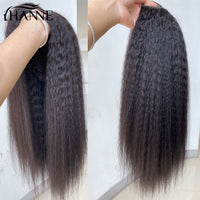 Yaki V U Part Wig Human Hair Kinky Straight Human Hair Wig 180% No Glue V Part Yaki Straight Human Hair Wig