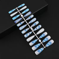 3D fake nails press on faux long french coffin tips DIY manicure butterfly designs false acrylic nail