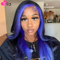 Hd Lace Frontal Wig Body Wave Human Hair Wig 13x4 Lace Front Wig Highlights Pink Blue Colored Hair Wigs 5x5 Lace Closure