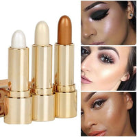 3 Colors 3D Face Brighten Hghlighter Bar Cosmetic Face Contour Bronzer Shimmer Hghlighter Stick Concealer Cream Makeup