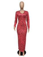 Serpentine Snake Print Long Sleeve Hooded Maxi Dress