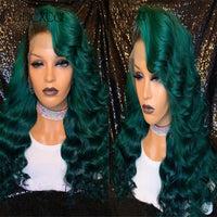 Ombre Green Lace Women&#39;S Front Wig 180 Density Brazilian Green 13x4 Lace Front Wig Pre Plucked Human Hair