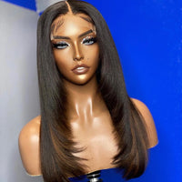 Layered Honey Blonde Highlight Wig Human Hair 250 Density 13x4 Straight Lace Frontal Human Wig On Sale Brazilian Wigs