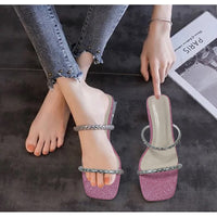 Low Heeled Sandals Diamond Studded Women's shoes