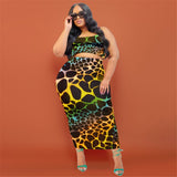 Skirts Sets Printed Tight Hip Fashion Square Collar Tops Print Casual Plus Size avail Two Piece - Divine Diva Beauty