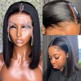 Brazilian Transparent Short Bob Lace Front Human Hair Wig Pre Plucked Bone Straight Human Wig 5x5x1 T Part Lace Wigs