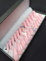 24pc Set Luxury False Nails in Gift Packaging Box with Black White Rhinestone Decor French Tips Bling Press On Nails Coffin Long