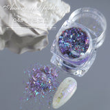 1Box Silver Reflective Nail Powder Color-Change Reflection Glitter Shinning Crystal Rhinestone Powder UV Gel Polish Chrome Dust