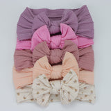 5 Cable Knit Bow Baby Headbands Elastic Nylon Baby Girl Head bby