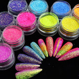 6 Boxes Macaron Nail Glitter Shining Sugar Candy Powder Coating Effect Fine Glitter Dust Pigment Chrome Nail Art