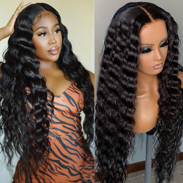 Transparent Loose Deep Wave Frontal Wig 13x6 Lace Front Human Hair Wigs  Pre Plucked Brazilian Curly Human Hair Wig - Divine Diva Beauty