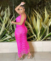 Elegant Knit Rib Tassel Long Dress - Divine Diva Beauty