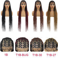 synthetic braided full lace front wig 36inch long full lace box braid wig with baby hairs ombre Criss cross knotless braids wigs