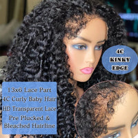 13x6 Curly Baby Hair Edges Wig 30 34 Inch Deep Wave Curly Lace Front Human Hair Wigs Transparent HD Lace Frontal Closure Wig