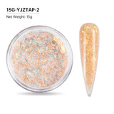 15g Nail Art Acrylic Powder Mixed Mermaid Hexagon Chunky Glitter Sequins For Nail Extended Builder Sculpture Gel Polish Manicure