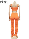 Spaghetti Strap Sleeveless Mesh Crop Top Baggy Pants Matching Set