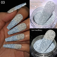 Reflective Glitter Nail Powder Green Red Holographic Nail Art Dust Shinning Chrome Pigment DIY Manicures Decoration