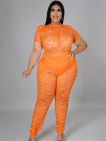 Plus Size avail Two Piece Sets Summer 4xl Women Clothing Transparent Lace Top and Pants Sexy Outfits - Divine Diva Beauty