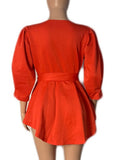 Plus Size avail Tops  Short Lantern Sleeve Sexy V Neck Black Red Peplum shirt