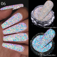 Reflective Glitter Nail Powder Green Red Holographic Nail Art Dust Shinning Chrome Pigment DIY Manicures Decoration