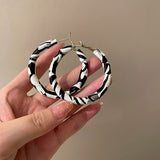 statement Vintage Pu Leather Big Hoop Earrings