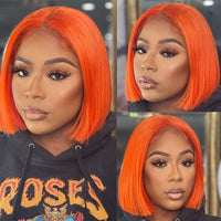 Ginger Short Bob Lace Front Wigs 100% Human Hair Wigs Bob Lace Wigs Blonde Orange Straight Brazilian Hair Closure Wig ****SALE***