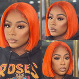 Ginger Short Bob Lace Front Wigs 100% Human Hair Wigs Bob Lace Wigs Blonde Orange Straight Brazilian Hair Closure Wig ****SALE***