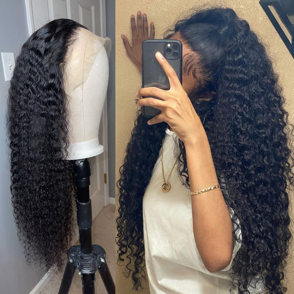 Loose Deep Wave Frontal Wig Hd Transparent Curly Lace Front Human Hair Wigs Glueless Full Water Wave Wet And Wavy Lace Front Wig - Divine Diva Beauty