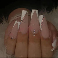 24pcs/box fake nails with Glue Detachable Long Ballerina False Nails With Design Wearable Fake Nails Full Cover Nail Tips