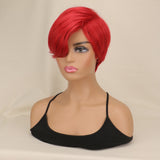 Synthetic Hair Wig  Brown highlight Black Mixed Short Straight Wigs